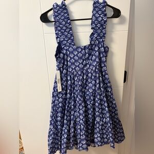 Aqua Navy and White Patterned Dress